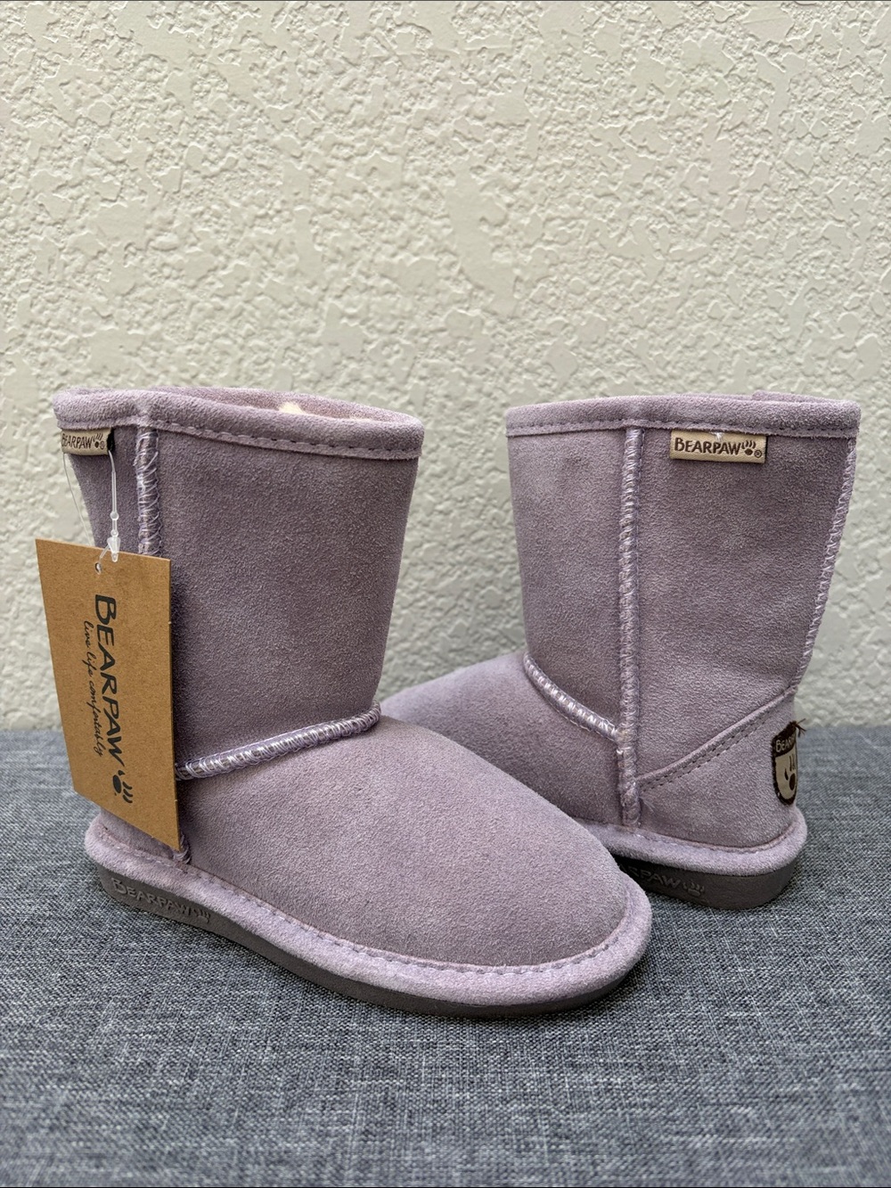 BearPaw Kids Lavender Suede Cozy Pull-On Boots